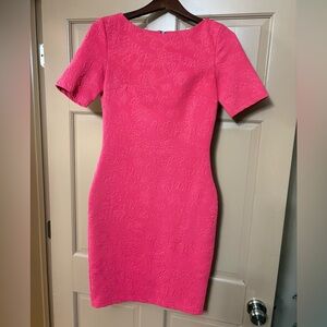paper doll Hot Pink Embossed Floral Midi Dress